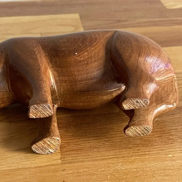 Vintage Hand Carved Wooden Rhino - Picture 6 of 6